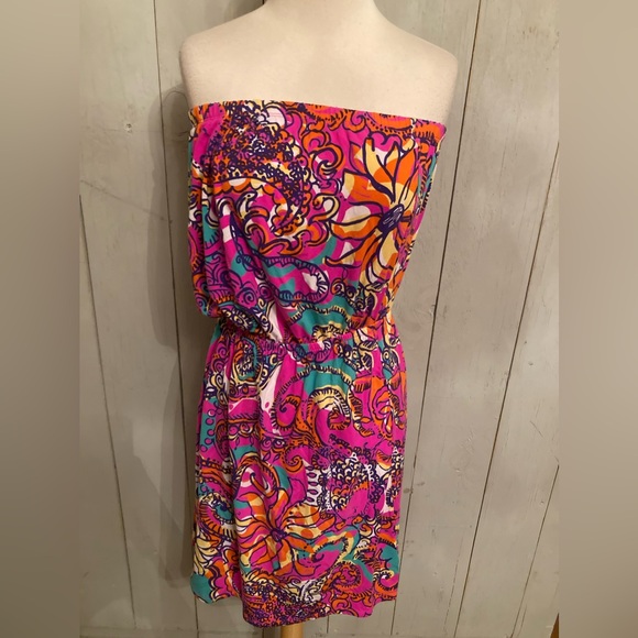 Lilly Pulitzer Atwood Strapless Sea Be Seen‎ Stretch Dress Women's S-Medium - Picture 2 of 12